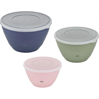 Emsa Prep & Bake set di ciotole con coperchio, 3 pezzi, multicolore