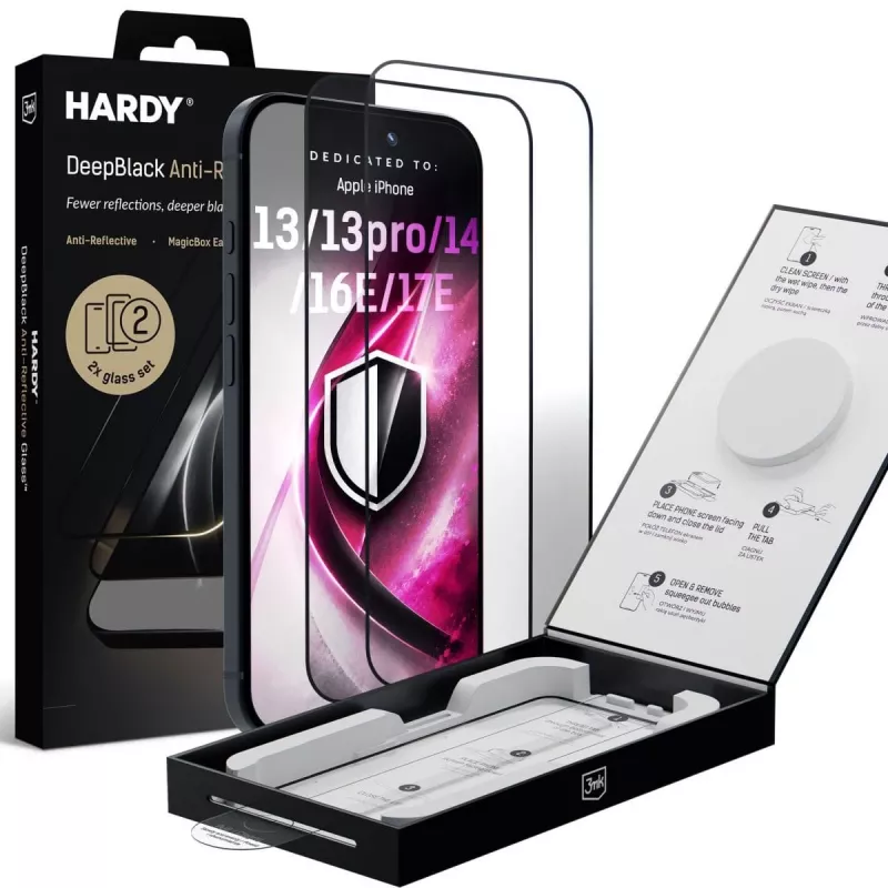 3mk DeepBlack pellicola protettiva in vetro antiriflesso per Apple iPhone 13 / 13 Pro / 14 / 16e / 17e