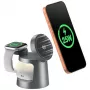 SODI W108A caricabatterie wireless 3-in-1 con luce notturna, 25 W, grigio