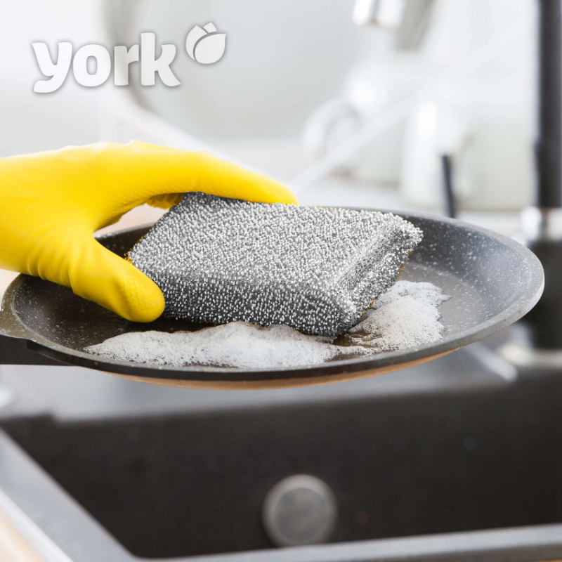 YORK spugna per superfici in teflon con custodia in metallo 12,5x8x2,7cm