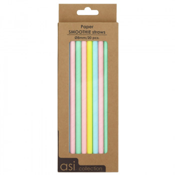 Asi Collection cannucce per smoothie in carta, Ø8 mm, 21 cm, 20 pz.