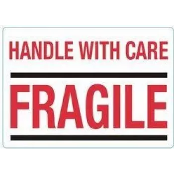 rillprint etichette segnaletiche HANDLE WITH CARE / FRAGILE, adesive permanenti, bianco/rosso