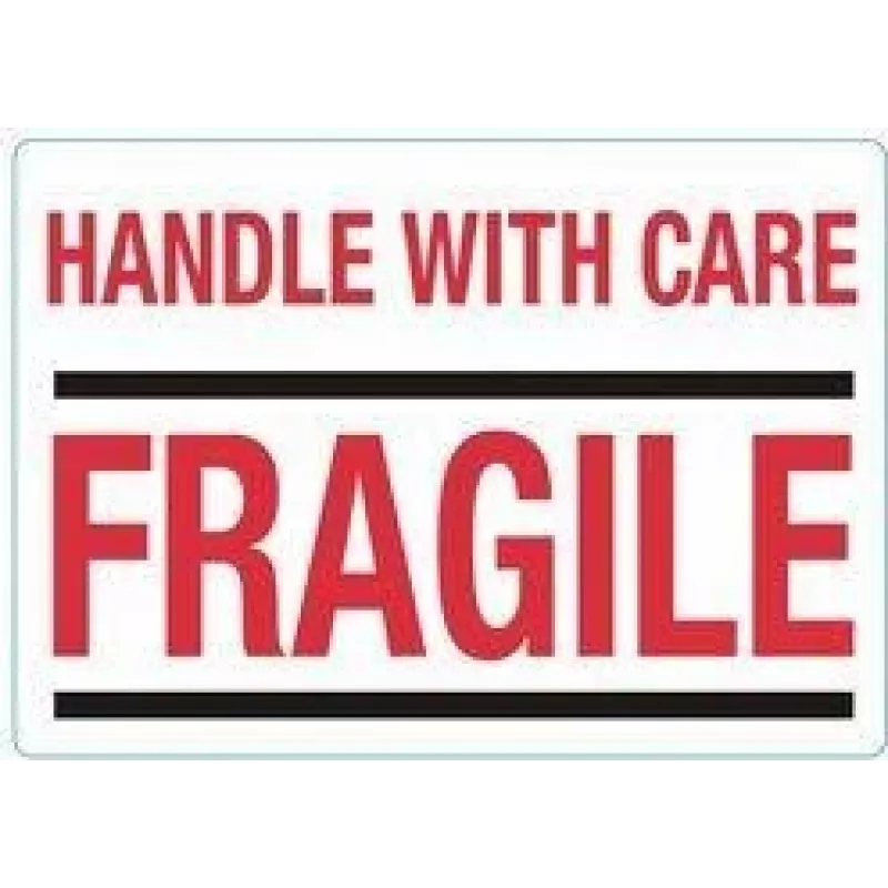 rillprint etichette segnaletiche HANDLE WITH CARE / FRAGILE, adesive permanenti, bianco/rosso