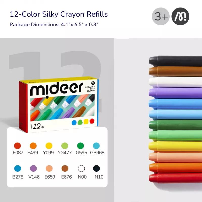 Mideer ricambi Silky Crayons, morbidi e lavabili, 12 pz.