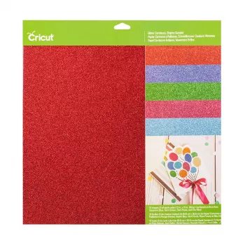 Cricut cartoncino glitterato sampler 30 x 30 cm, 10 fogli, Brights (P)