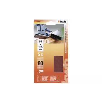 kwb 818308 carta abrasiva grana 80 (L x P) 185 mm x 93 mm 5 pz.