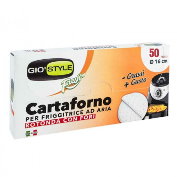 Giostyle fogli di carta da forno per friggitrice ad aria Ø 16 cm, 50 pz., per friggitrice ad aria 2,5 L