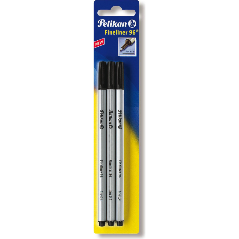 Pelikan fineliner 96, nero, punta rivestita in metallo, inchiostro indelebile resistente alla luce