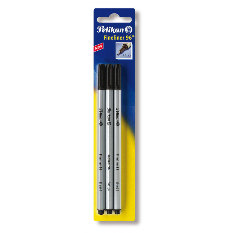 Pelikan fineliner 96, nero, punta rivestita in metallo, inchiostro indelebile resistente alla luce