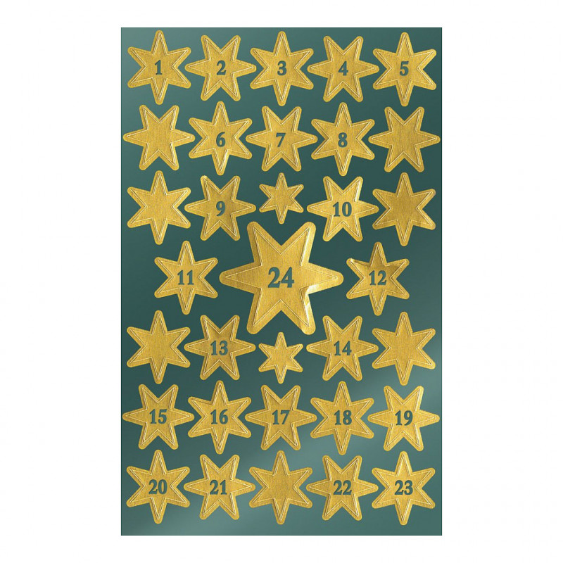 AVERY Zweckform adesivi numeri a stella 1-24, oro, 66 etichette