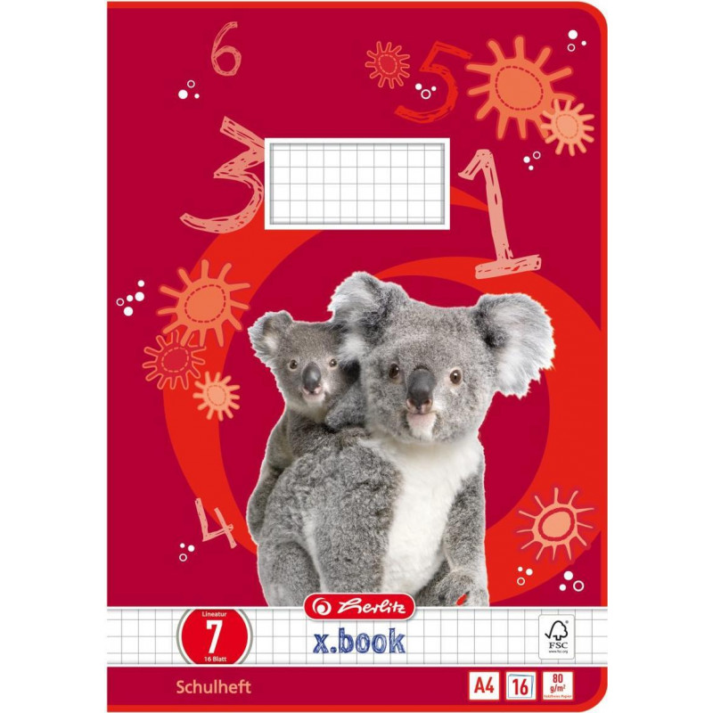 Herlitz quaderno scolastico A4, 16 fogli, a quadretti (rigatura 07), FSC