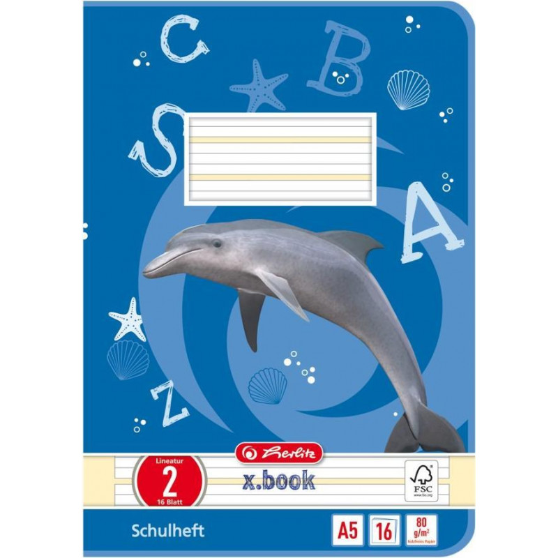 Herlitz quaderno A5, 16 fogli, rigatura 02 (a righe), FSC