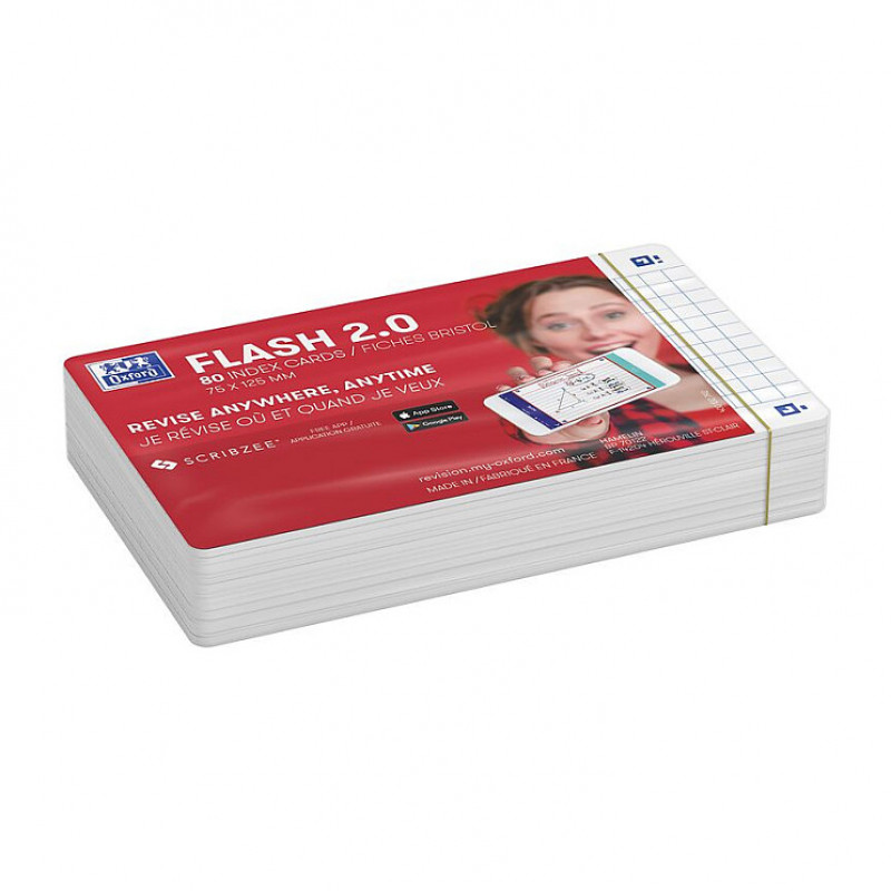 Oxford Flash schede, 80 fogli, a quadretti, bianco