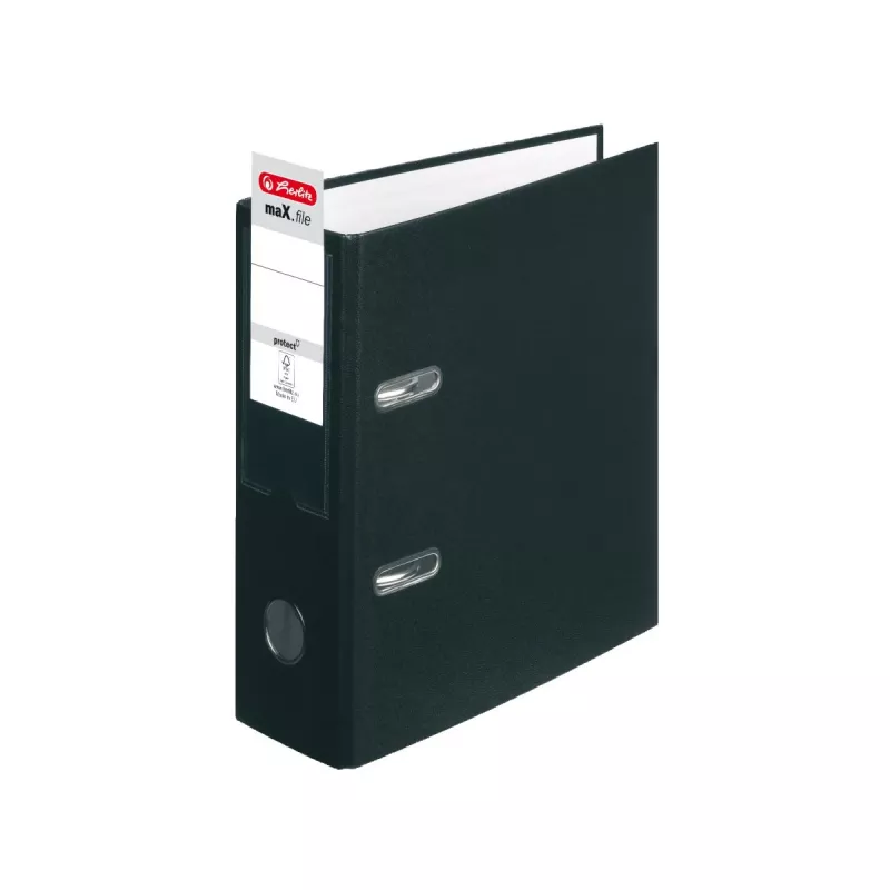 Raccoglitore ad anelli herlitz maX.f pro DIN A5 verticale, 8 cm, cartoncino nero