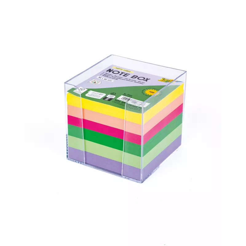 Folia scatola per note HAPPY VIBES trasparente incl. 700 foglietti per note