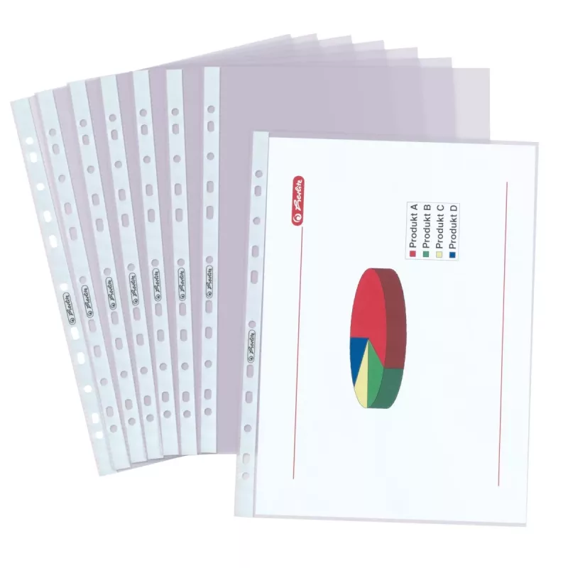 herlitz Bustine trasparenti DIN A4, cristallo, 0,085 mm PP, foratura euro, aperte in alto