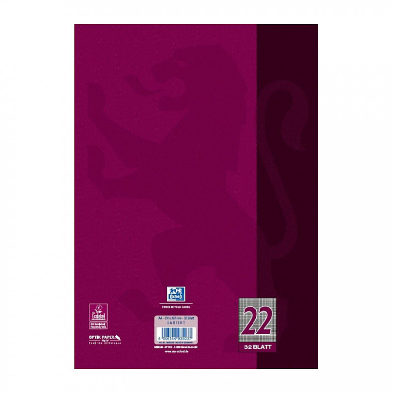OXFORD Quaderno a quadretti DIN A4 32 fogli