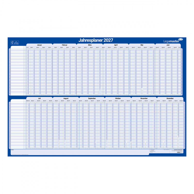 Legamaster pianificatore annuale progetti, layout mensile, 90 x 60 cm