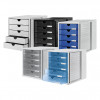 HAN 1450-64 scatola con cassetti DIN A4, 5 cassetti chiusi, blu traslucido/grigio chiaro, 27,5 x 33 x 32 cm
