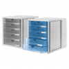 HAN 1450-63 scatola con cassetti DIN C4, 5 cassetti chiusi, grigio chiaro trasparente, 27,5 x 33,0 x 32,0 cm