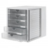 HAN 1450-63 scatola con cassetti DIN C4, 5 cassetti chiusi, grigio chiaro trasparente, 27,5 x 33,0 x 32,0 cm