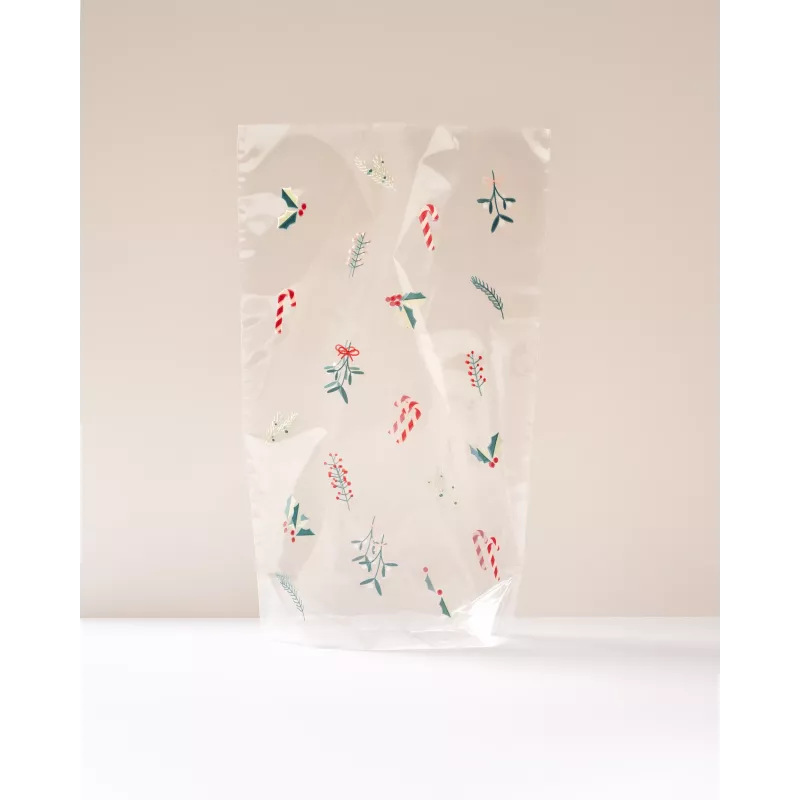 Folia sacchetto fondo in PP A FLORAL CHRISTMAS, 14,5 x 23,5 cm