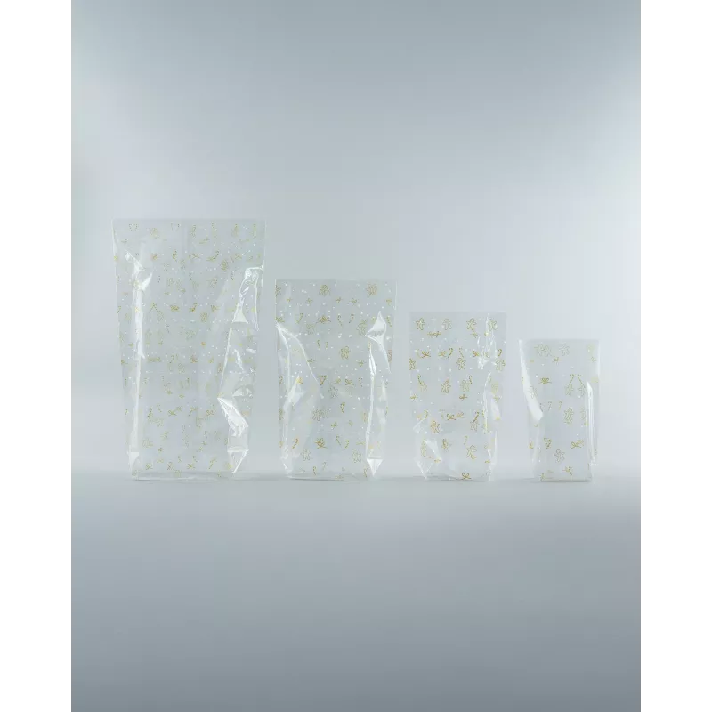 folia sacchetti cellophane 9.5 x 16.0 cm trasparente con stampa oro