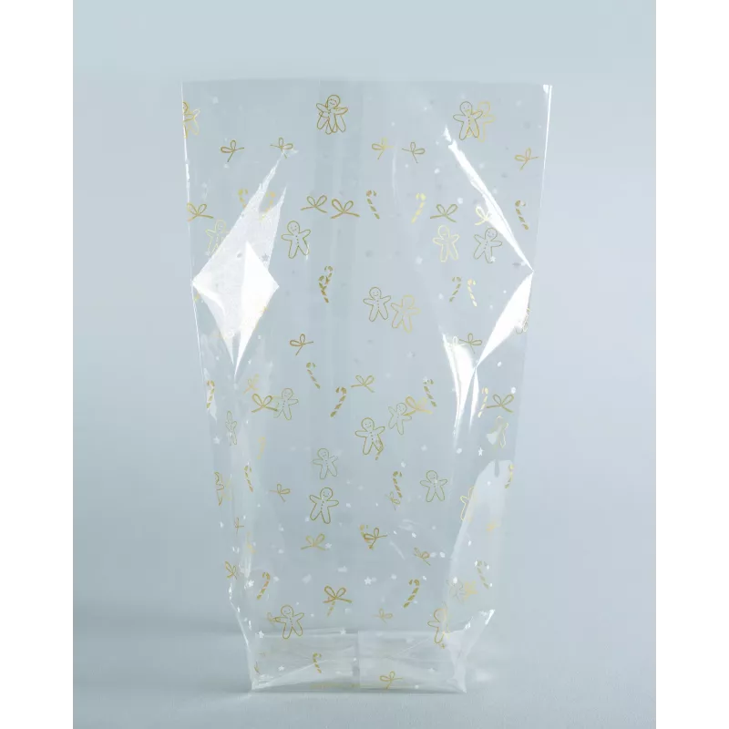 folia sacchetti cellophane 9.5 x 16.0 cm trasparente con stampa oro