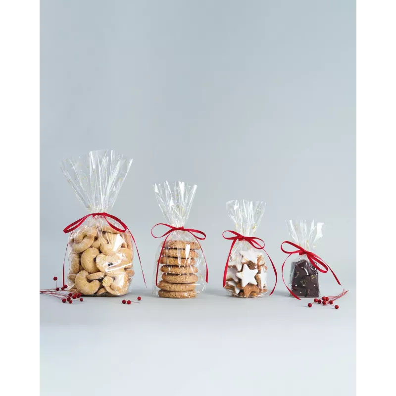 folia sacchetti cellophane 9.5 x 16.0 cm trasparente con stampa oro