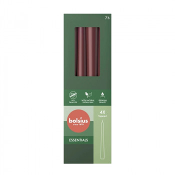 Bolsius Candele da tavola 245/24 mm, rosso scuro, 4 pz.