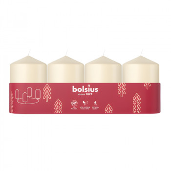 Bolsius Candele cilindriche Ø60x40 mm, crema, 4 pz.