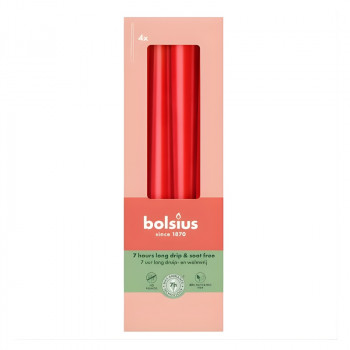 Bolsius candele da tavola 245/24 mm, rosso, 4 pz.