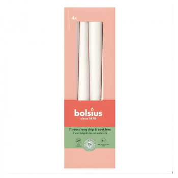 Bolsius candele da tavola 245/24 mm, bianco, 4 pz.
