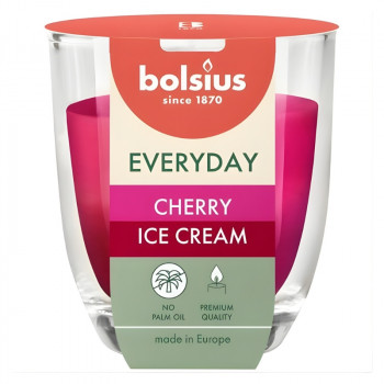 Bolsius Everyday candela profumata in vetro Ø70 x 80 mm, Cherry Ice Cream