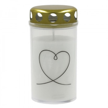 candela da cimitero con coperchio 5,6x11,5cm, durata di combustione ~40h, bianco con stampa mix
