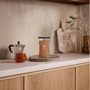 WoodWick Radiant Amber candela, media