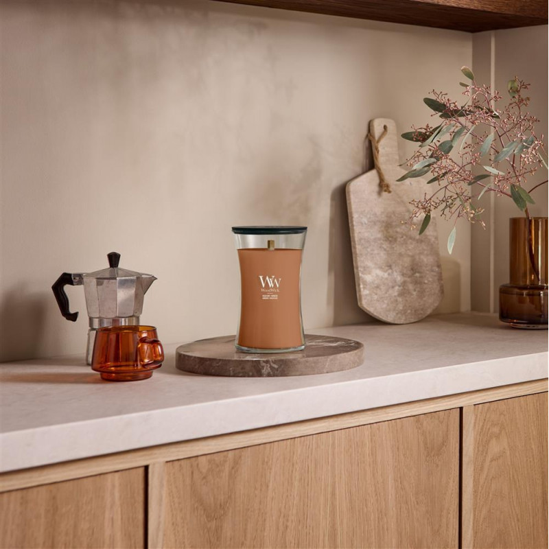 WoodWick Radiant Amber candela, media