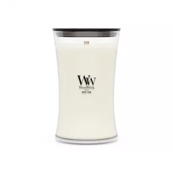 WoodWick White Teak candela, grande, 610 g