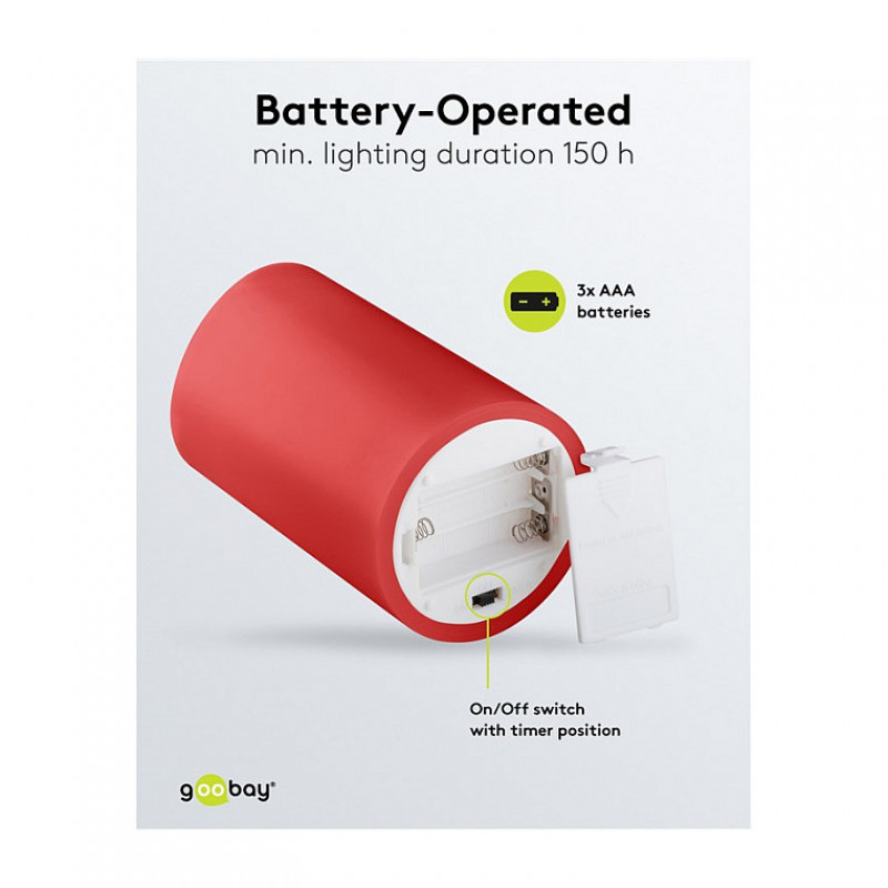 Goobay candele in cera LED, 10 cm, rosso