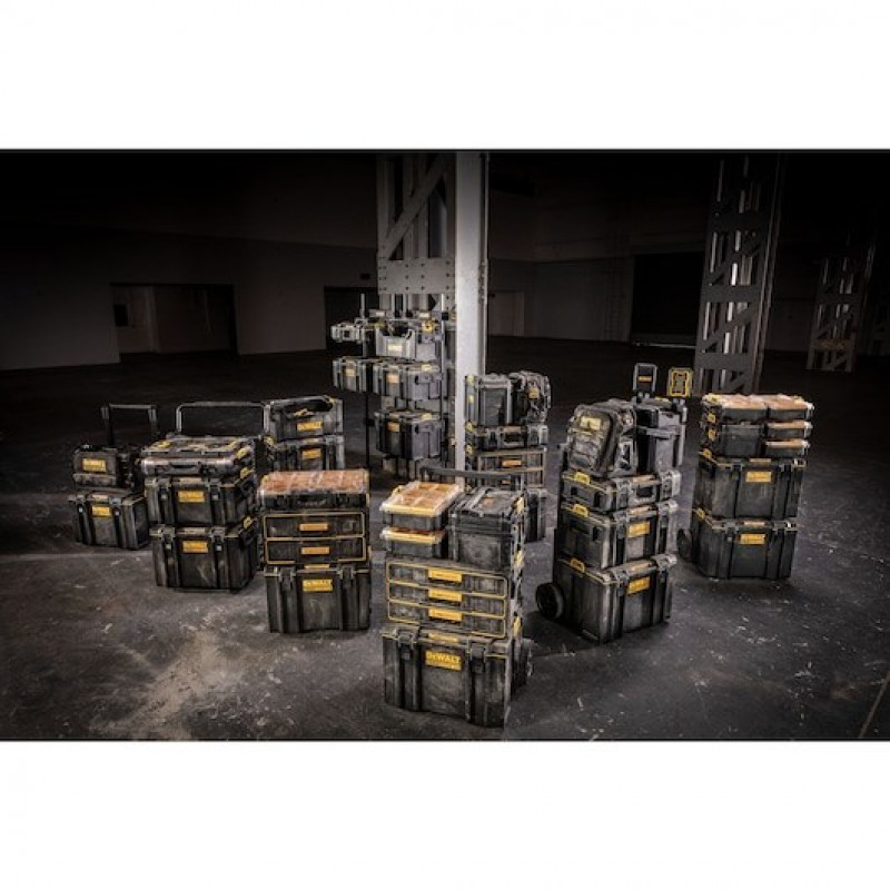 DeWALT DWST08061-1 ToughSystem 2.0 valigetta portautensili con illuminazione, 14 l, nero/giallo