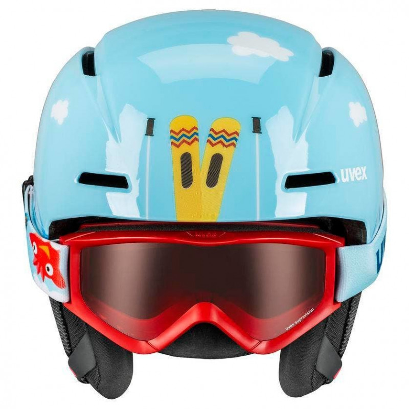 Set casco da sci per bambino UVEX Viti, blu, 46-50 (56/S/317/10)