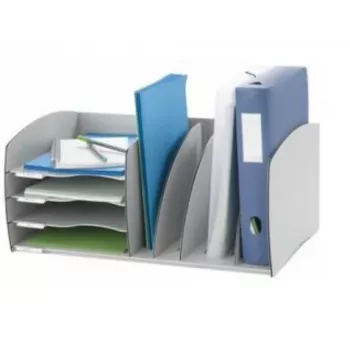 Paperflow sistema di archiviazione S, 4 scomparti, grigio, polistirene, 2 divisori regolabili