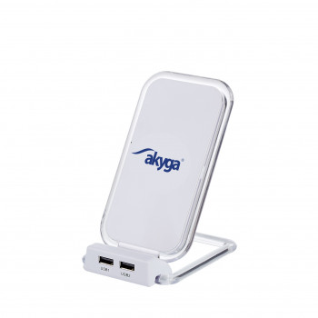 Caricabatterie a induzione QI Akyga AK-QI-03 5V max 1.5A 2 x USB 2.0