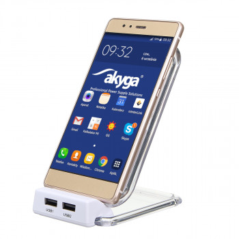Caricabatterie a induzione QI Akyga AK-QI-03 5V max 1.5A 2 x USB 2.0