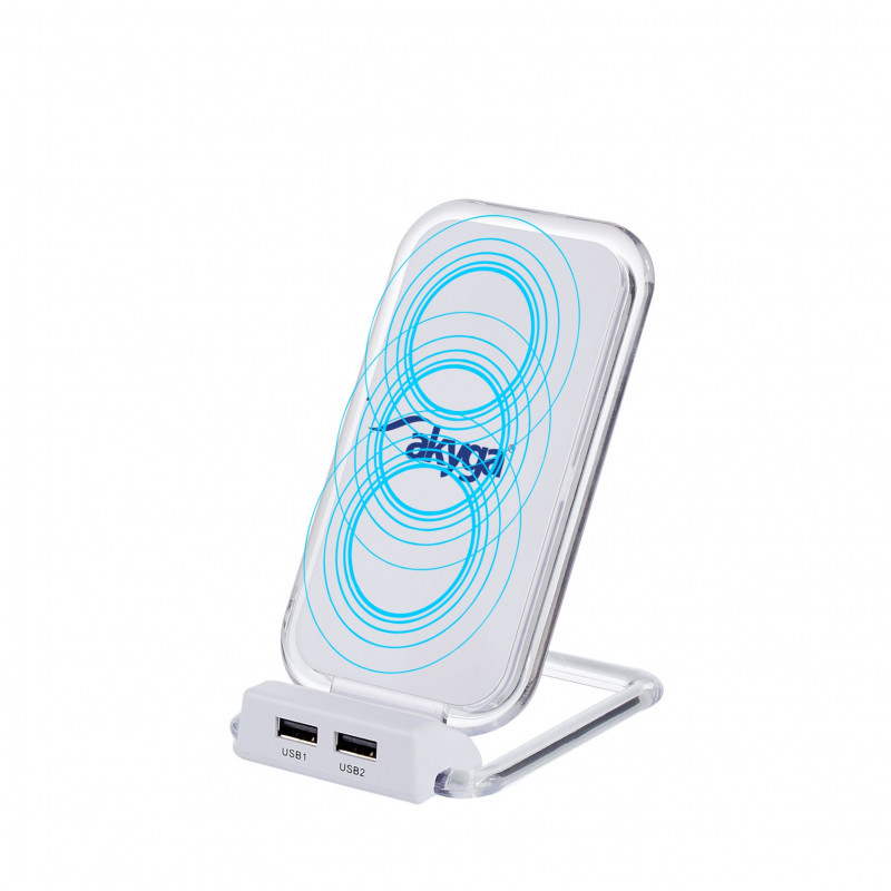 Caricabatterie a induzione QI Akyga AK-QI-03 5V max 1.5A 2 x USB 2.0