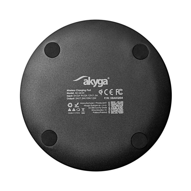 Caricabatterie a induzione QI Akyga AK-QI-04 ver. 1.2 USB-C 15W