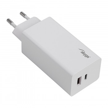 Caricabatterie da parete Akyga AK-CH-20 100W USB-C USB-A PD GaN 5-20V / 1.5-5A bianco