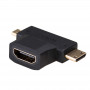 Akyga AK-AD-23 adattatore HDMI (F) a Mini HDMI (M) / Micro HDMI (M), nero