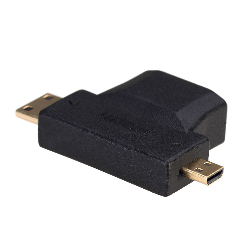 Akyga AK-AD-23 adattatore HDMI (F) a Mini HDMI (M) / Micro HDMI (M), nero