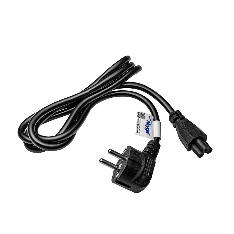 Cavo di alimentazione per notebook Akyga AK-NB-01A da CEE 7/7 a IEC C5 (trifoglio), 3x 0,5 mm², 1,5 m, nero